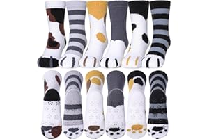 SDBING Kids Fuzzy Socks, Toddlers Non Slip Socks Boys Girls Cute Cozy Winter Warm Crew Socks with Grips 6 Pairs