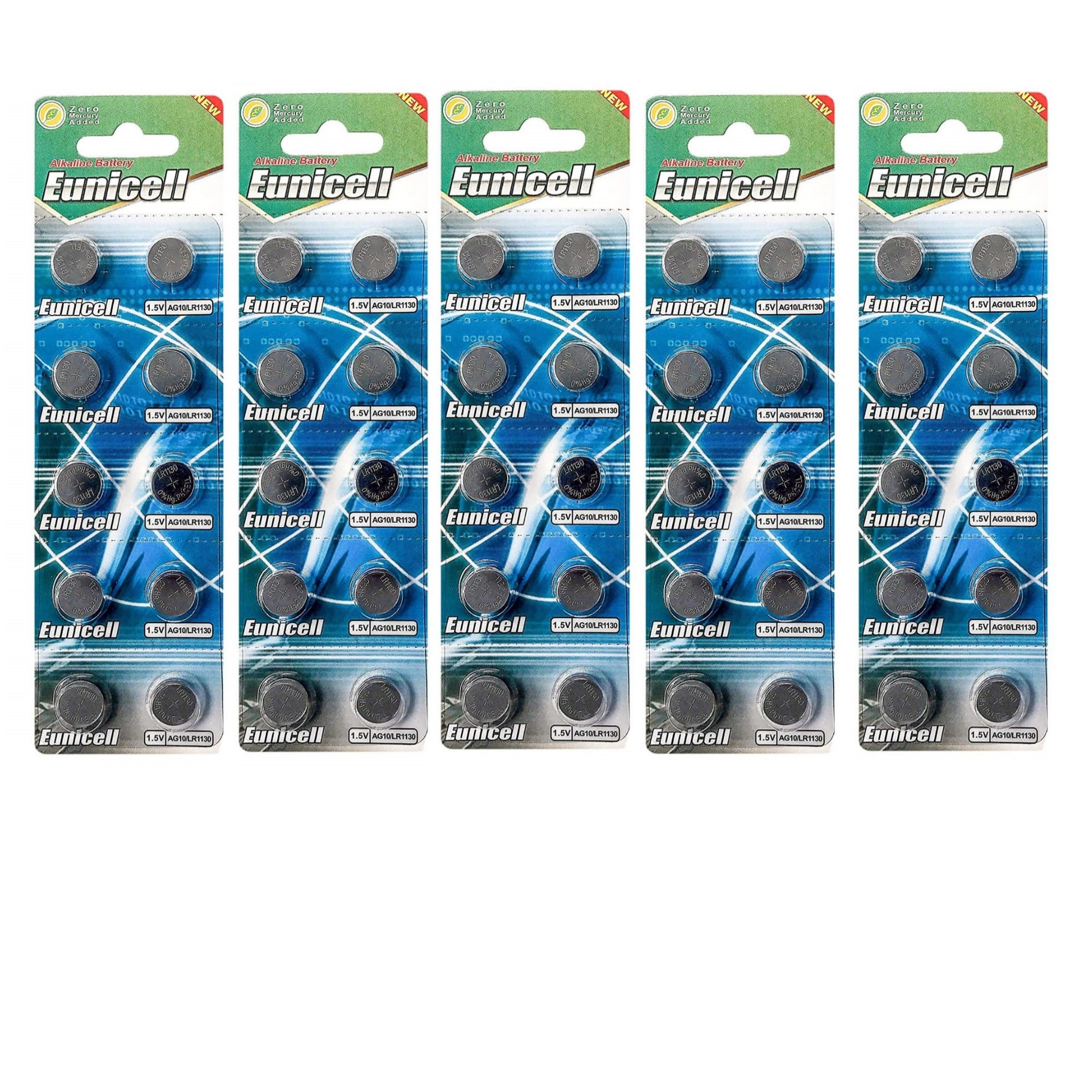 50 x AG10 1.5V Alkaline Button Batteries SR1130, SR54, SR1131, 389, 390