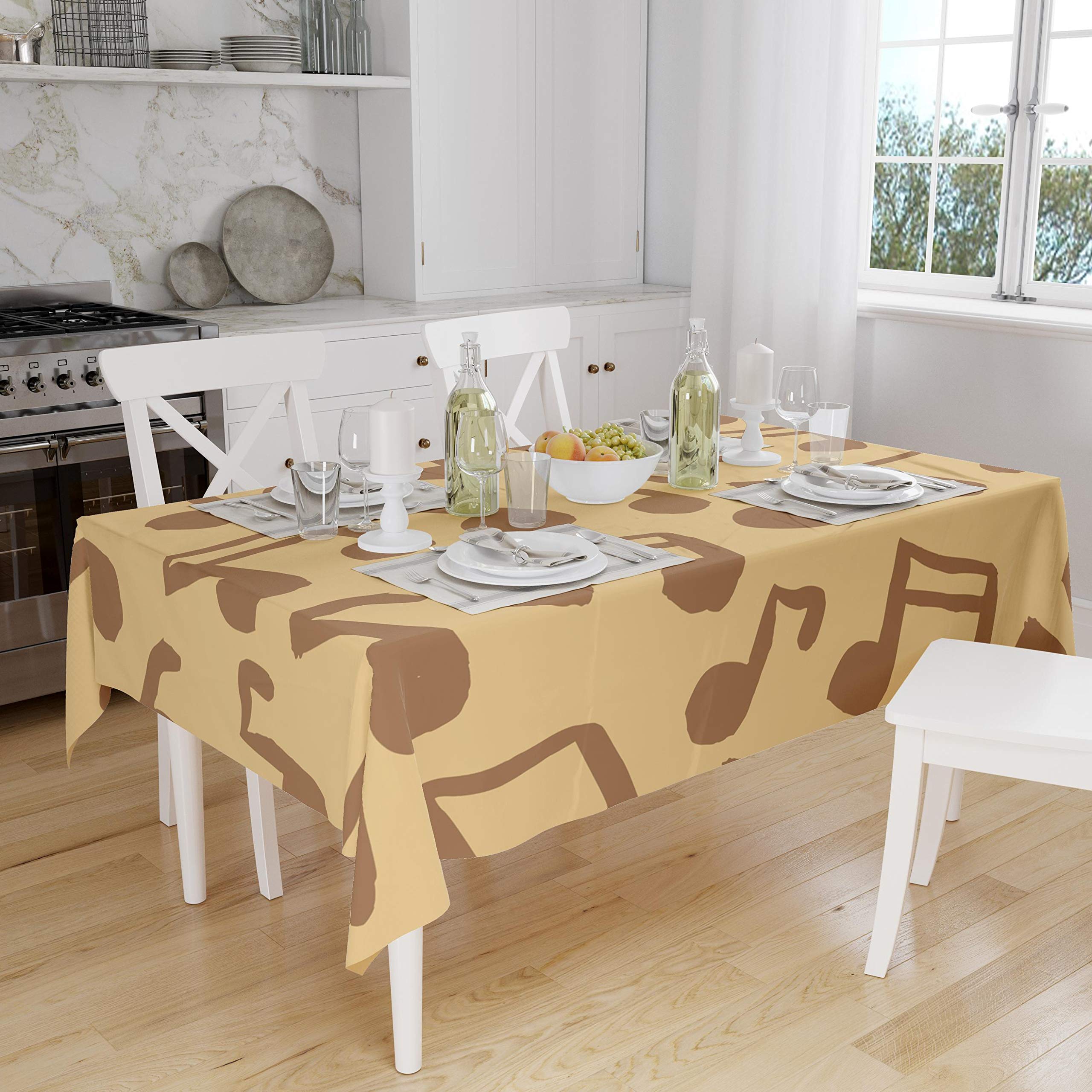 Bonamaison Kitchen Decoration, Tablecloth, Brown Tones, 140 x 160 Cm - Designed and Manufactured in Turkey