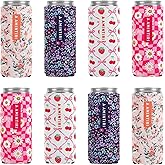 Slim Standard 12oz Can Holder for Beer&Soda, 8 Pack Can Cooler Sleeve for Beverage Soda Drinks, Insulated Neoprene Can Cover, Reusable Can Covers for Women (Multicolor-2, 12oz Slim Can)