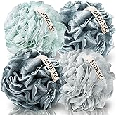 MTDLYICE Loofah Sponge, XXL Large Loofah 100g 4 Pack, Bath Sponge Soft Mesh Shower Loofah for Men, Body Scrub, Shower Pouf Bath Accessories, for Body Wash, Soap (Blue Gray)