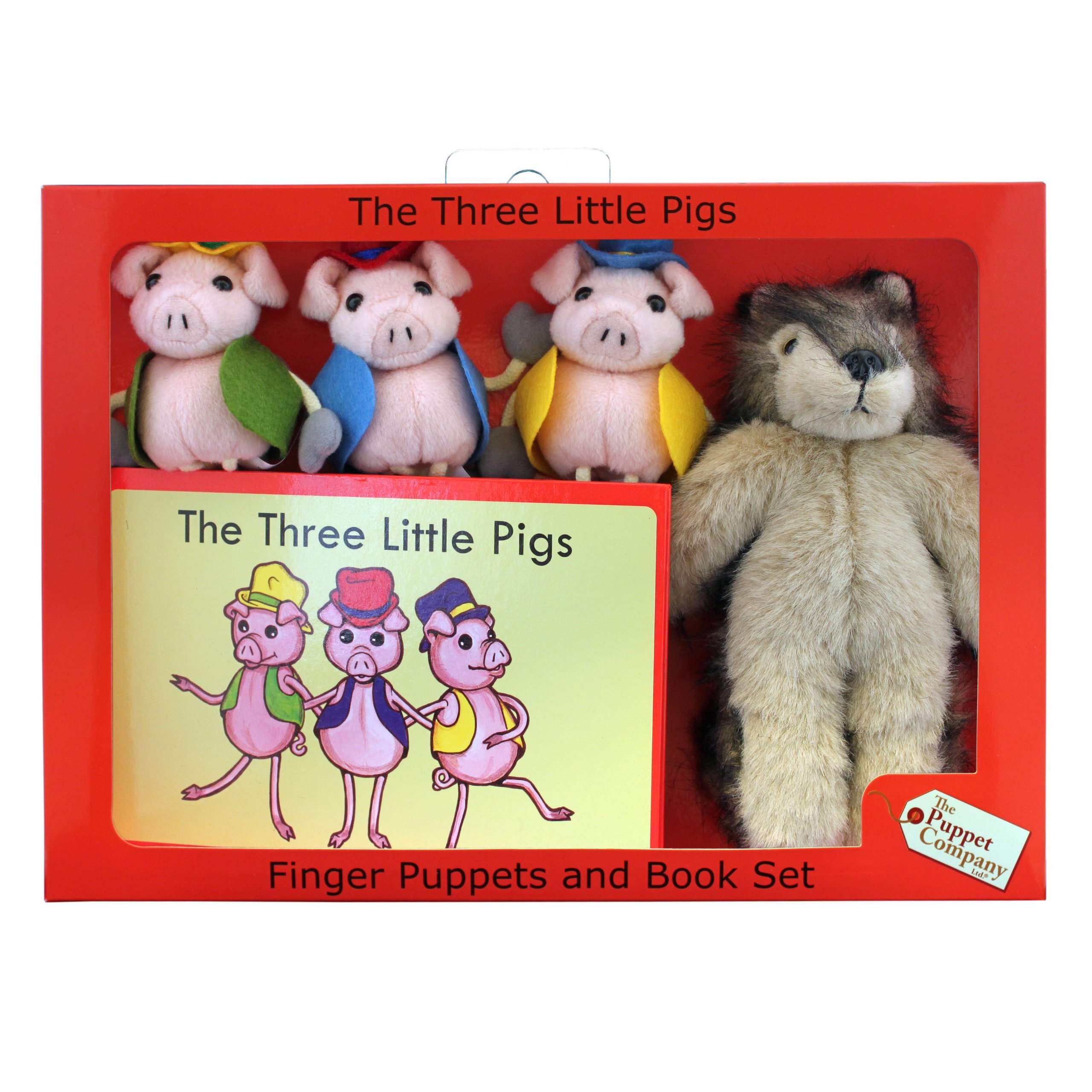 The Puppet Company - Traditional Story Sets - Three Little Pigs & Wolf Finger Puppet Set,14cm x 20cm
