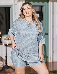 IN'VOLAND Women Plus Size 2 Piece Outfits Short