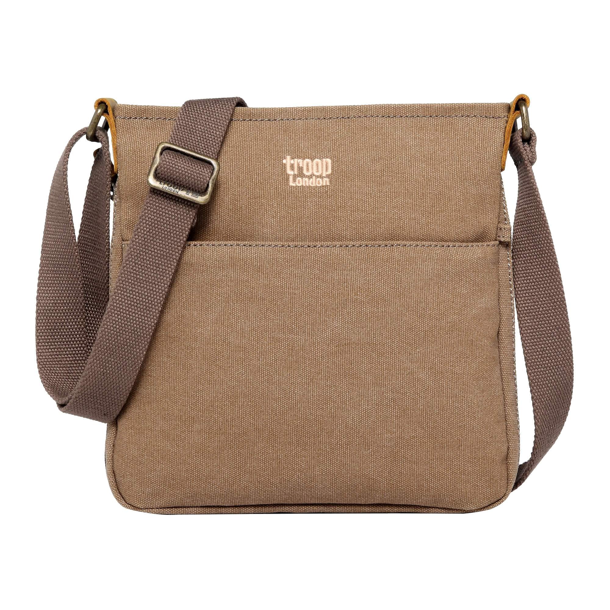 TRP0237 Troop London Classic Canvas Across Body Bag - Brown