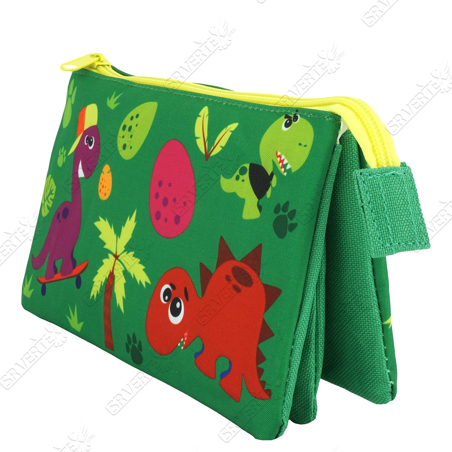 SRVertex Into The Jungle Triple Pocket Pencil Case, 22cm Large Stationery Case for Kids Zip Closure - Image 4
