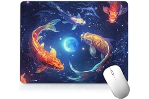 Leather Fish Desk Pad, Colorful Art Mouse Pad Computer Keyboard Gaming Mousepad Waterproof Desktop Protector & Cover, Decorat
