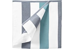 LAGUNA BEACH TEXTILE COMPANY Laguna Beach Textile Co. Striped Cabana Beach Towel - Oversized, Plush 630 GSM Cotton - Stone Gray and Sea Glass Green