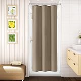 Waterproof Narrow Shower Curtain 92x182cm Khaki with Hooks view 2