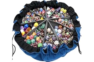 SIQUK Large Dice Bag with Pockets Big Capacity Dice Bag Drawstring Dice Pouch DND Dice Storage Bag for RPG MTG Table Games, Hold Over 300 Dice, Dark Blue