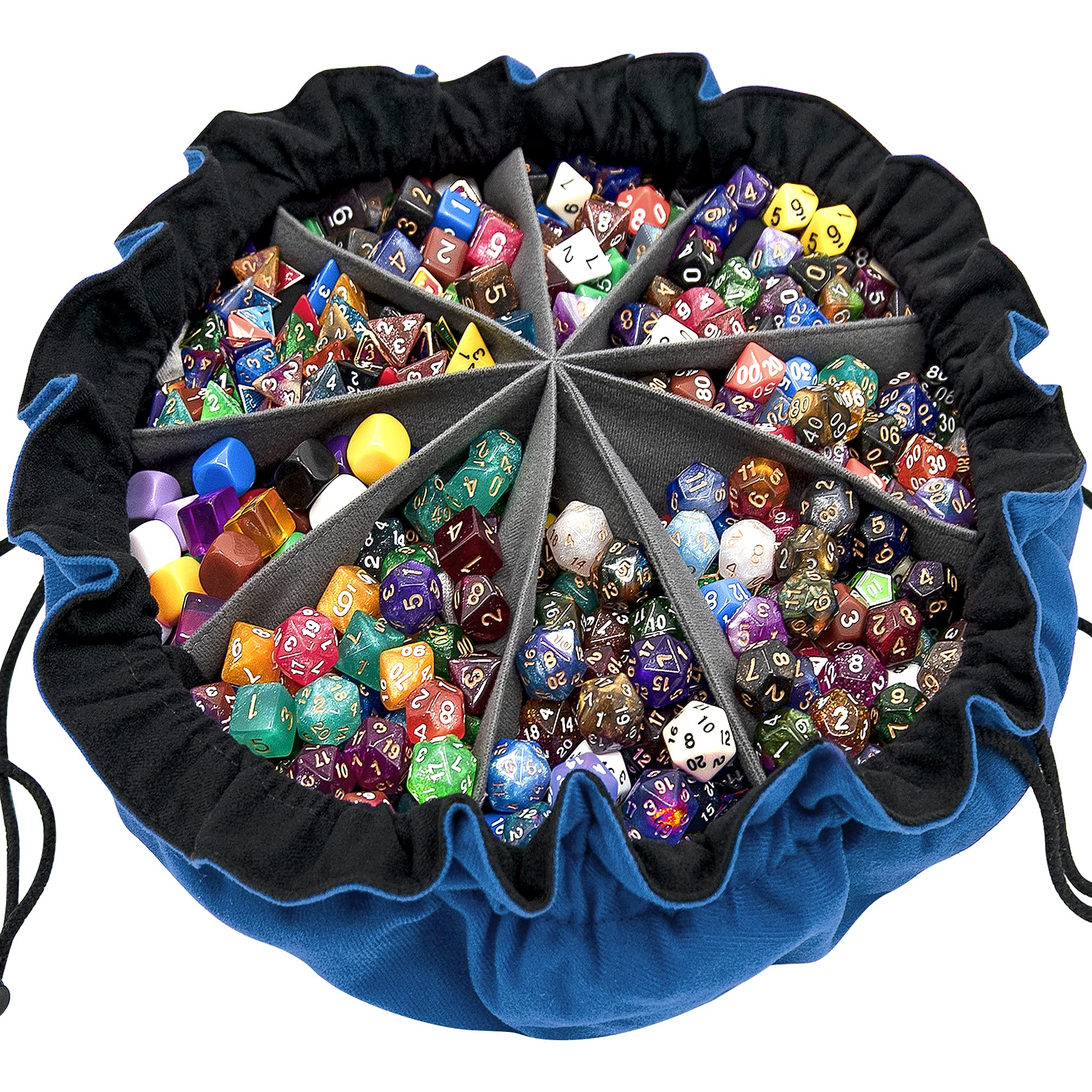SIQUK Dice Bag with Pockets Big Capacity Dice Storage Bag for DND RPG MTG Table Games, Hold Over 300 Dice, Dark Blue