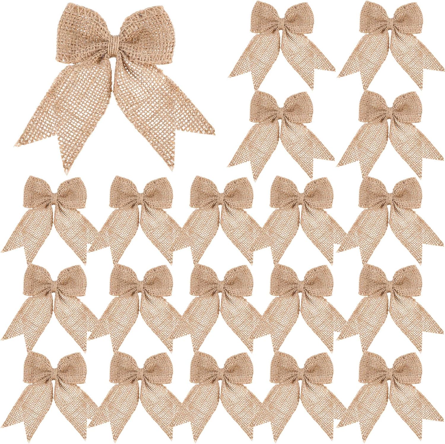 Bows & Ribbons - 20 Pieces Burlap Bows Burlap Bow Knot Handmade Burlap Decorative Bowknot Natural Ornament Bow for Christmas Decoration Tree Festival Holiday Party Supplies (Beige)