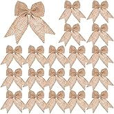 20 Pieces Burlap Bows Burlap Bow Knot Handmade Burlap Decorative Bowknot Natural Ornament Bow for Christmas Decoration Tree Festival Holiday Party Supplies (Beige)