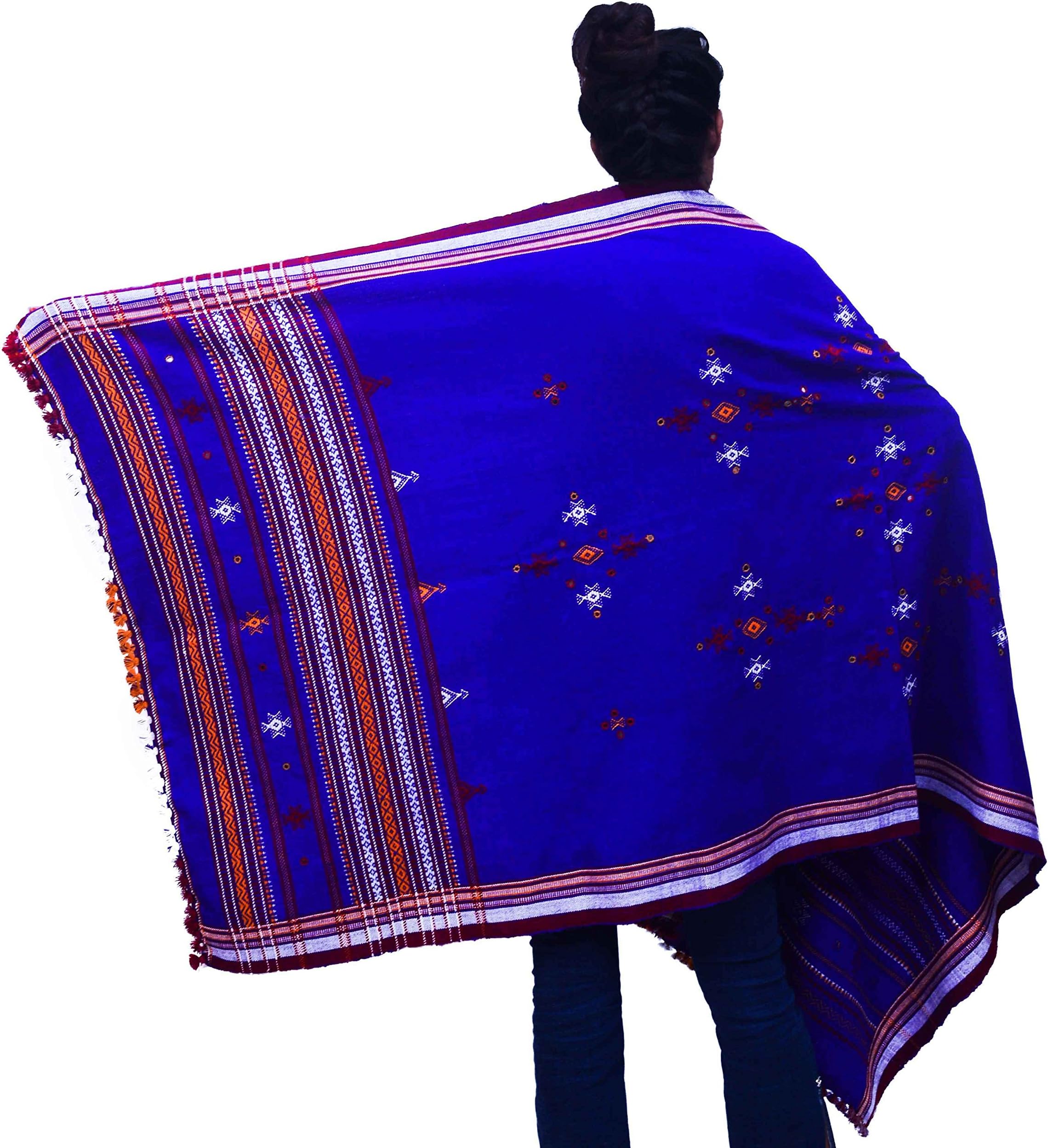 Traditional Indian Shawl (Kutchhi) for Women | Handmade Embroidery Work | Dark blue