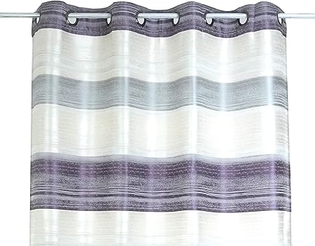 Linder Rideau à Oeillets Polyester Violetblancgris 140 X 260 Cm