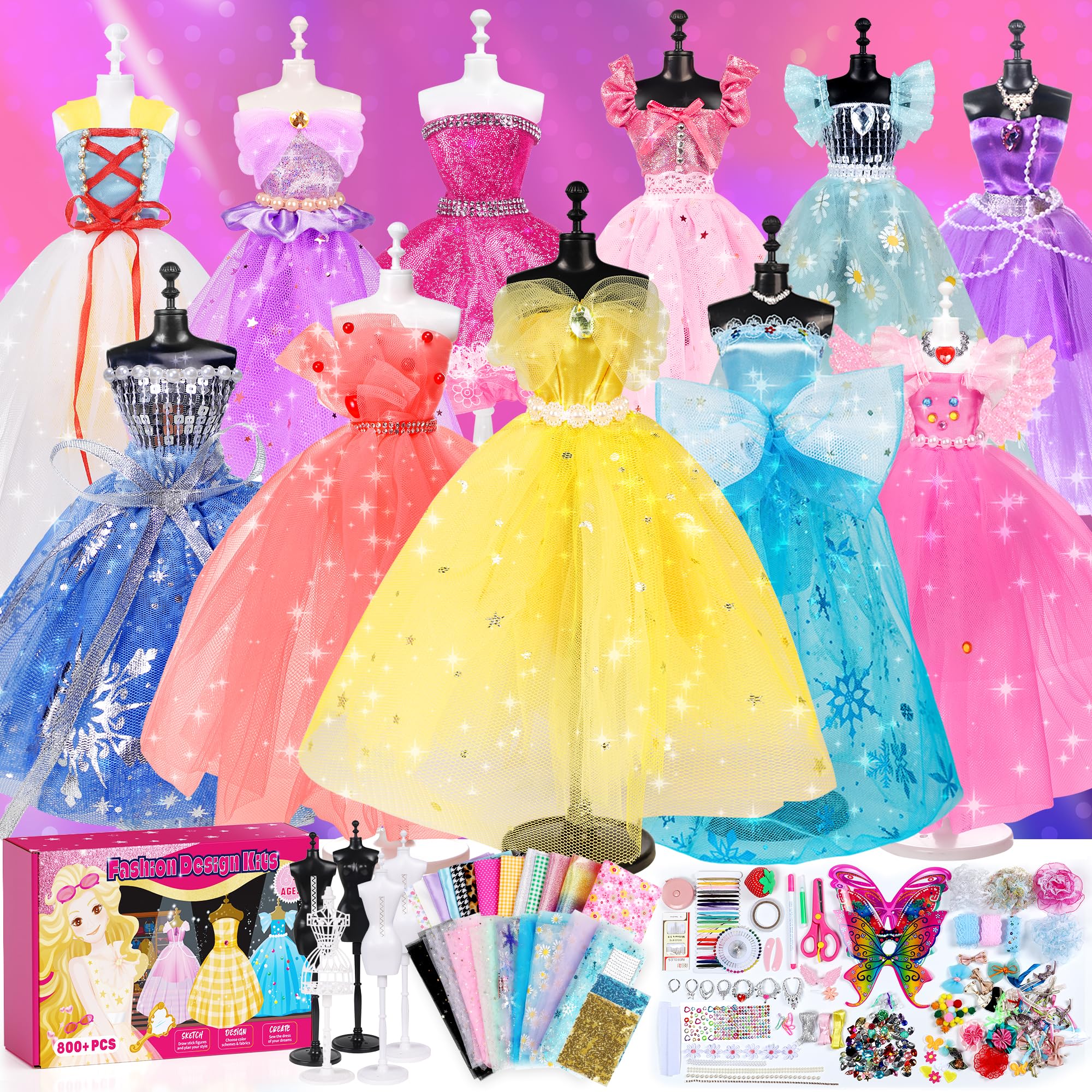 Photo 1 of YEETIN 800+ PCS Fashion Designer Kit for Girls – DIY Sewing & Arts Craft Kit with 5 Mannequins, Doll Clothes Making Set, Learn to Sew, Creative Gift for Girls Ages 6-12