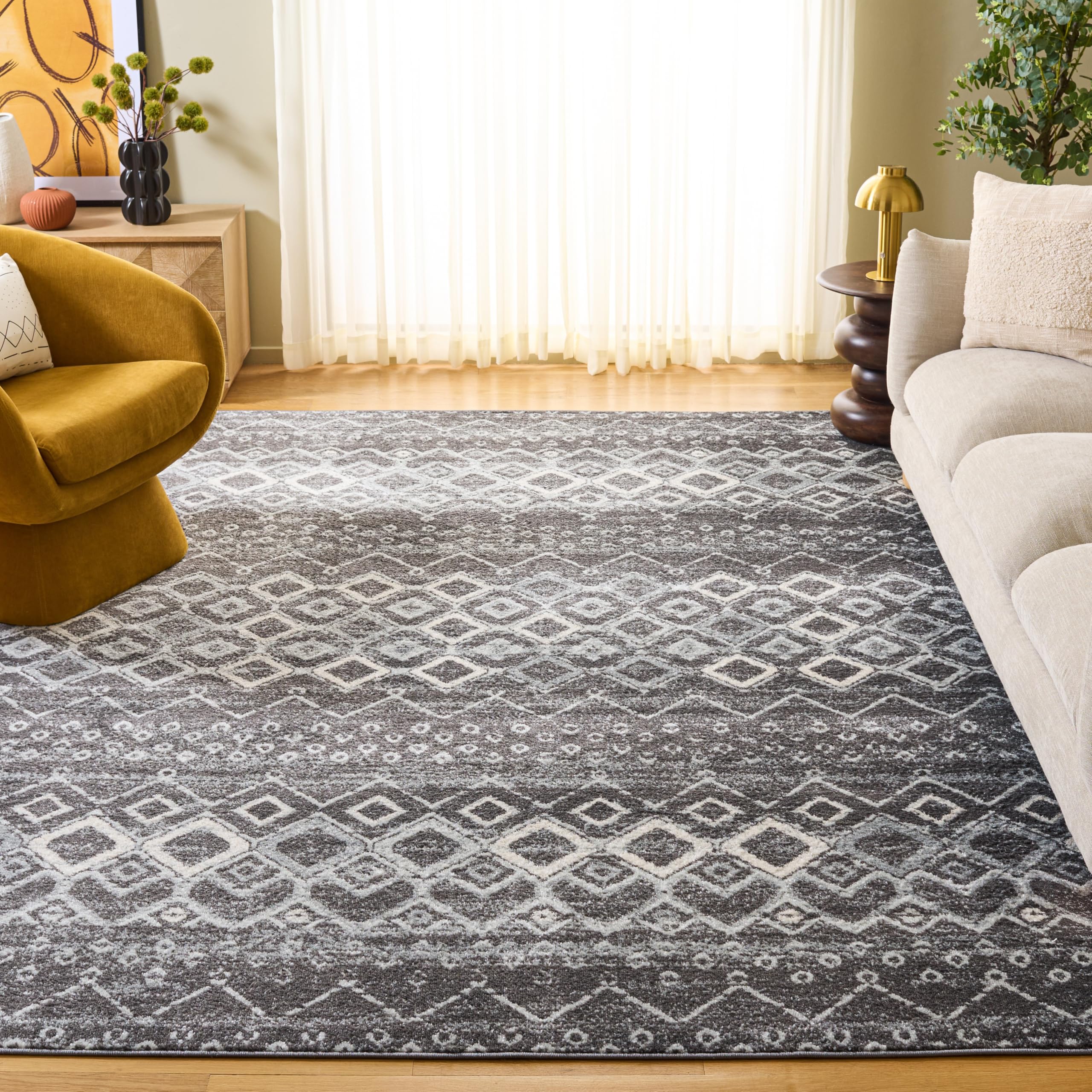 SAFAVIEH Area Rug 10x14 - Amsterdam Collection - Large - Dark Grey & Light Grey, Non-Shedding & Easy to Clean, Ideal for Living Room, Bedroom, Dining Space (AMS108J) Image