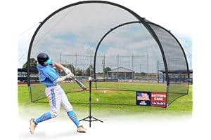 SHANTRA Batting Cage with Frame and Net, 13/22/30FT Baseball Batting Cage for Backyard, Baseball & Softball Hitting Cage Netting for Outdoor Hitting & Pitching Practice, Softball Baseball Cage