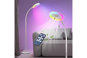 MORIKO Floor Fan with RGB Lights and Remote, 3 Wind Speeds, 3000K-6500K Dimmable Floor Lamp, Vertical LED Fan for Living Room, Bedroom, Office