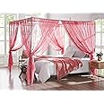 Warm Home Designs Lace Canopy Bed Curtains Set Consists of 8 48" x 78" Pink Canopy Curtains with Tie-Backs. Queen Canopy Bed Curtains or King Bed Canopy Curtains for Coquette Bedroom Decor. LC Rose