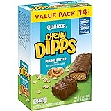 Quaker Chewy Dipps Chocolatey Covered Granola Bars, Peanut Butter, 14 Bars