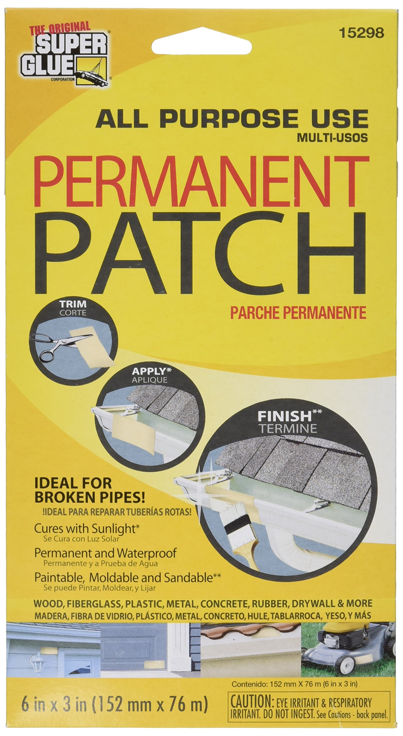 Super Glue Permanent Reinforced Polyester Fiberglass Patch 15298 Free