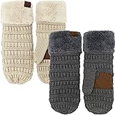 Funky Junque Mittens for Women - Fleece Lined Womens Winter Gloves, Fuzzy Warm Mittens, Cold Weather Fashion Accessories