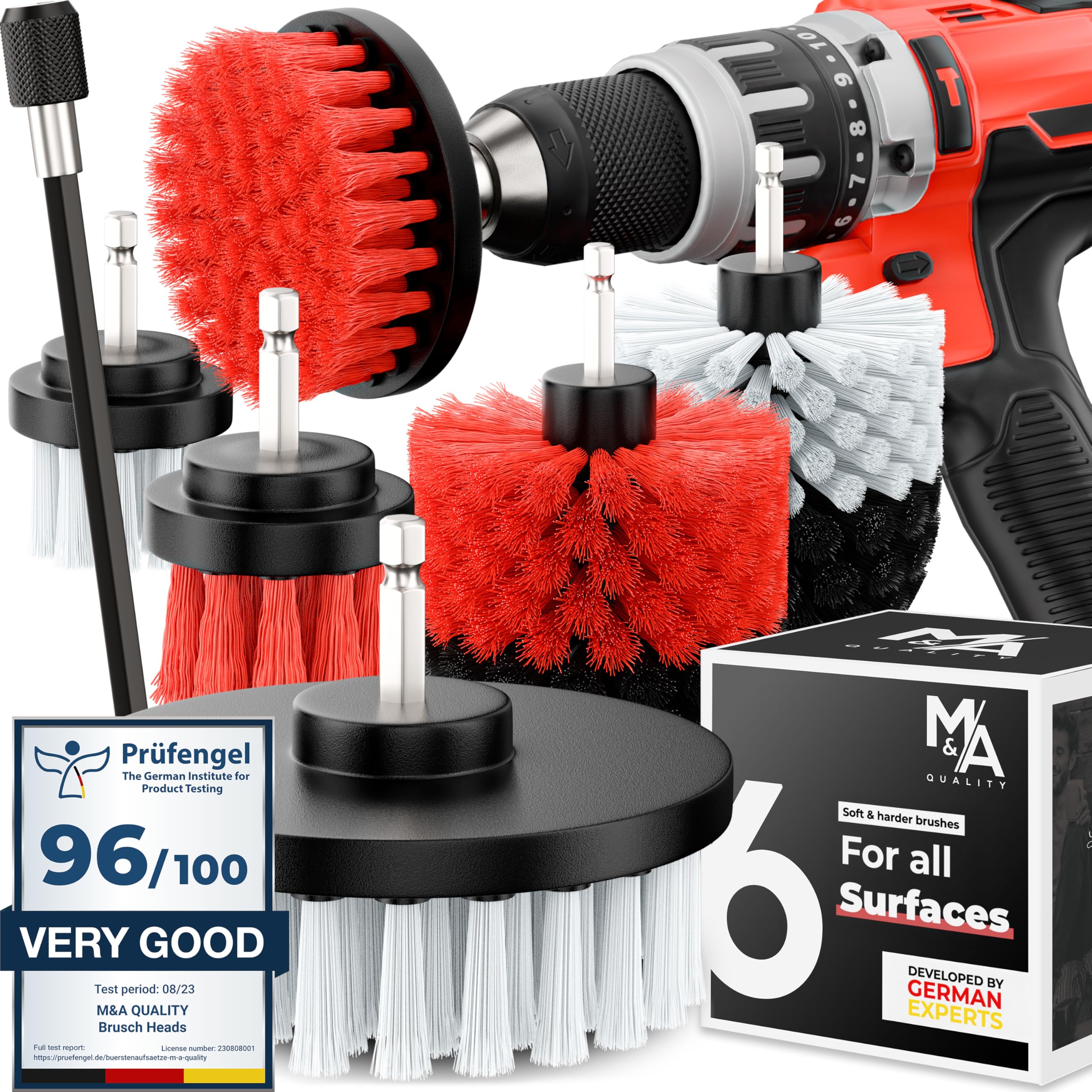 Drill Brush Attachments for Cordless Drill [Set of 6] Universally Cleans Cars, Rims, Upholstery, Tiles, and More I Drill Brushes for Cleaning I Drill Cleaning Brush Set I Drill Brush Set