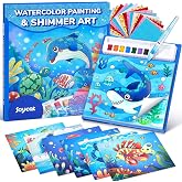 JoyCat Paint with Water Coloring Books & Shimmer Art (Sea Animals) | Art & Craft Activity, No Mess Art for Kids Ages 4-8, Craft Kits & Supplies, DIY Creative Activity, Gifts for Girls & Boys