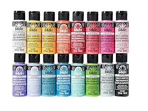 FolkArt Multi Surface Acrylic Paint Set 16 Piece PROMOMSB16 Bright Colors