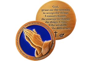 LOGOS COINS Serenity Prayer and Do Not Be Anxious About Anything, Antique Gold-Color Plated Challenge Coin, Philippians 4:6 Gift