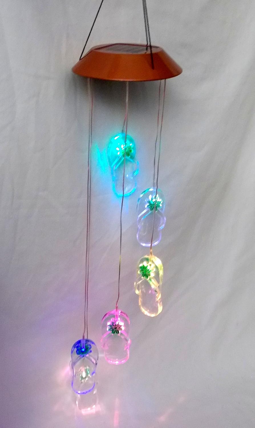 New Color Changing Beachy Flip Flop Sandal Windchime Solar