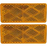 All Star Truck Parts 3-1/8" Rectangular Stick On Reflector - Trailers, Trucks, Automobiles, Mail Boxes, Boats, SUV's, RV's, Industrial Strong Adhesive DOT/SAE Approved (Amber, 2)