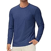 Cotrasen Mens Long Sleeve Shirt Cotton Crew Neck Soft Moisture Wicking Tee Shirts Casual Basic Tees
