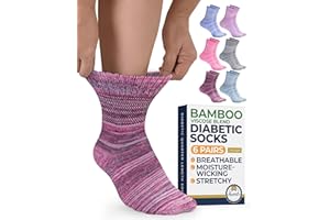 Pembrook Bamboo Viscose Diabetic Socks for Women & Men - 6 Pairs Ankle Neuropathy Socks for Swollen Feet | SpaceDye6