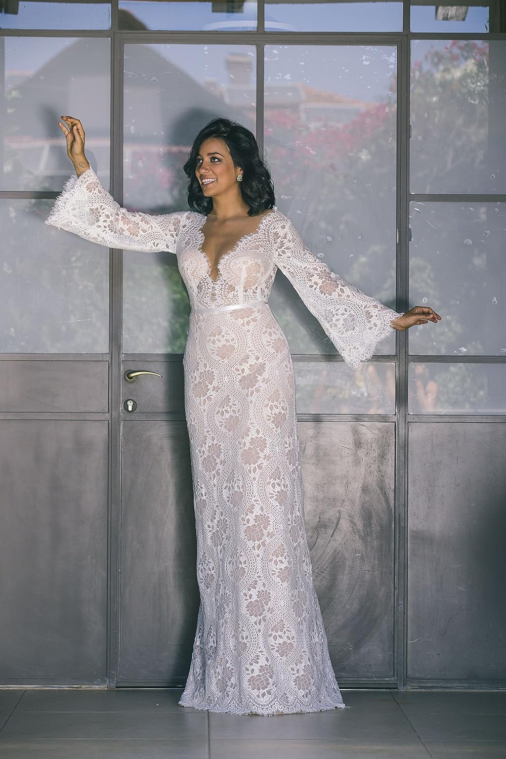 long sleeve lace boho dress