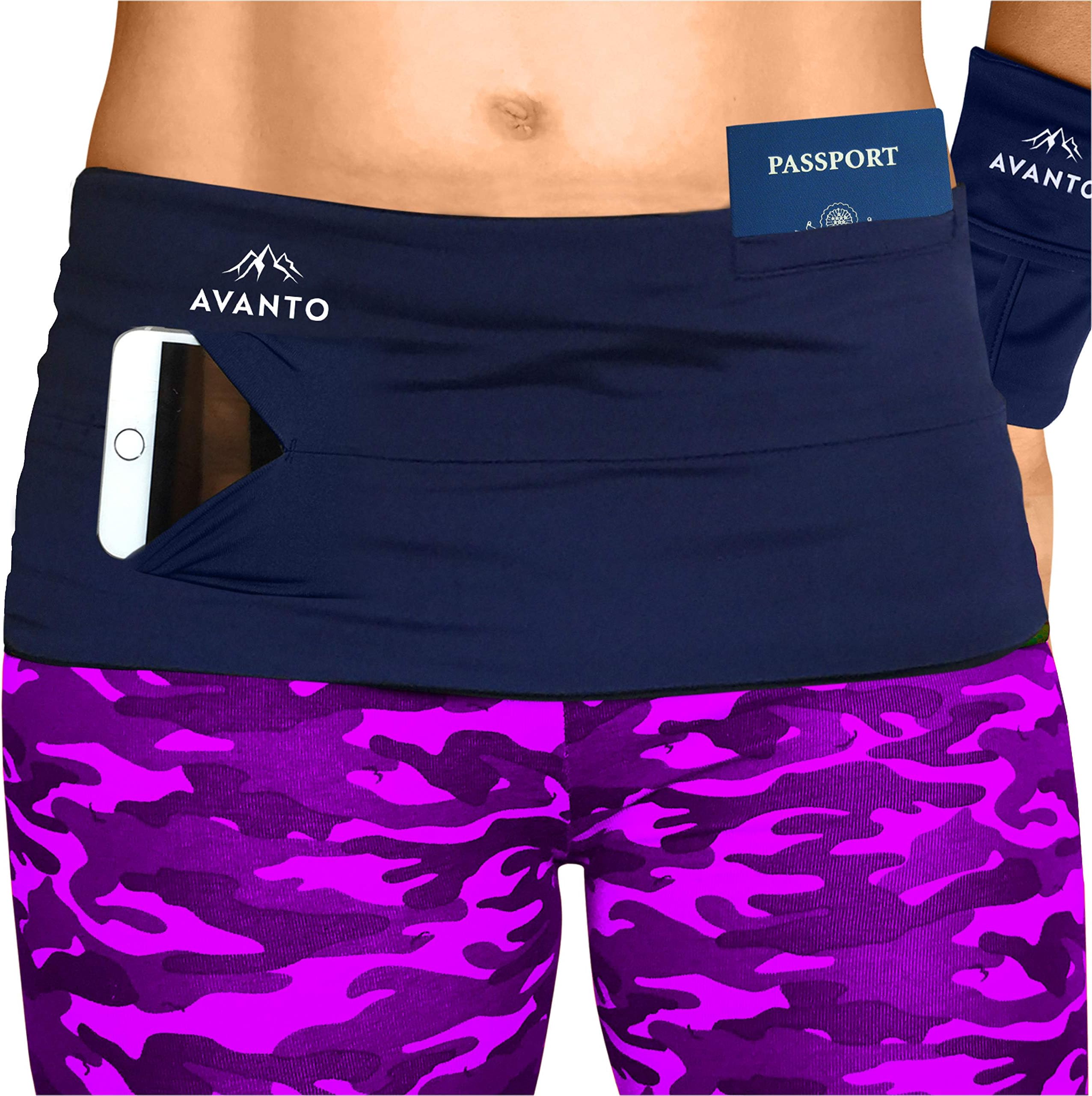 AVANTO Slim Fit Running Belt with zippered Wrist Wallet, Phone Holder For Running, Passport holder, Travel Money Belt, Waist and Fanny Pack for Women and Men, Feels Like Second Skin