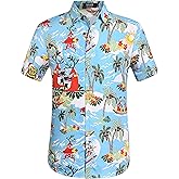 SSLR Men's Santa Claus Party Tropical Ugly Hawaiian Christmas Shirts