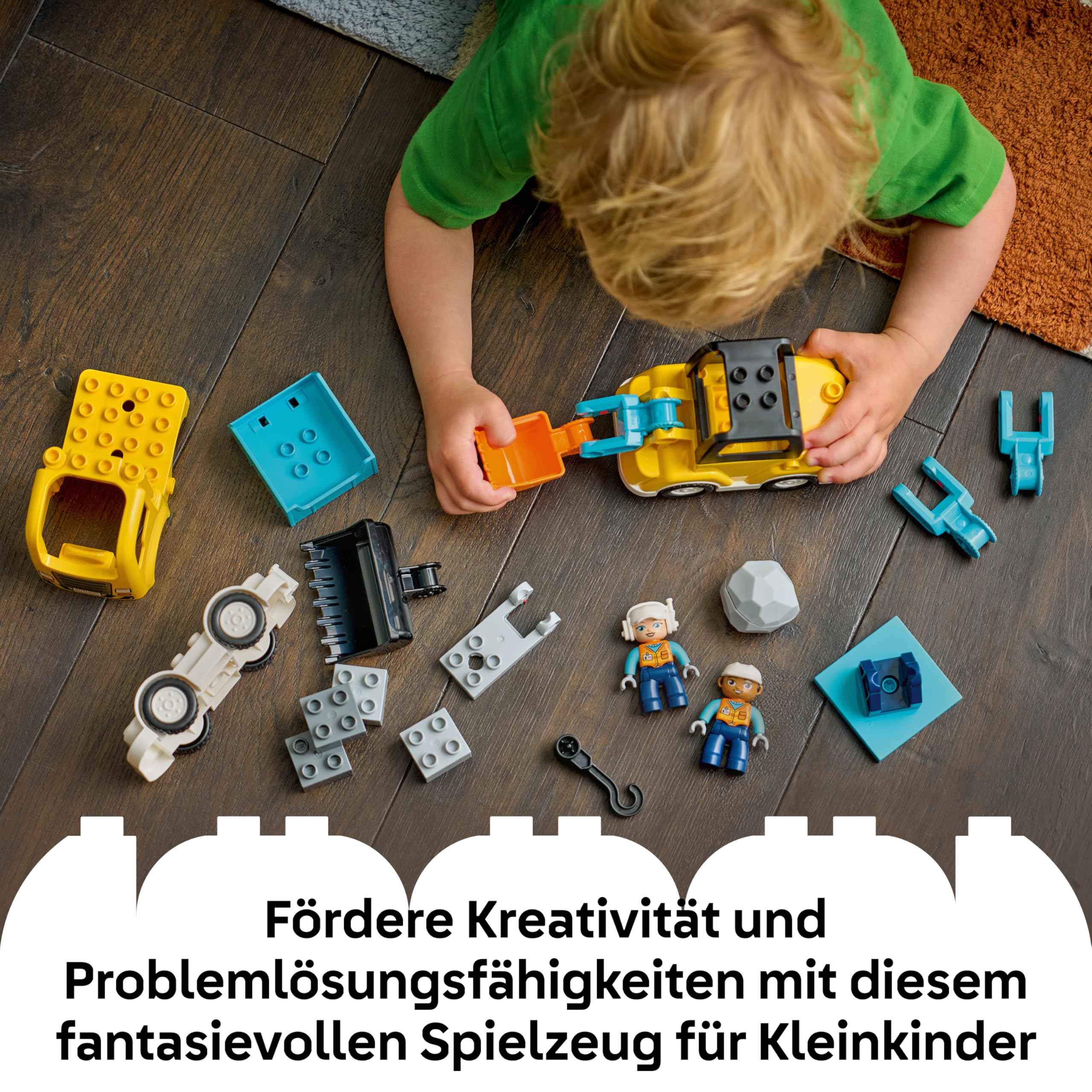 LEGO DUPLO 3-in-1 Baufahrzeuge - Pädagogisches Montessori Spielzeug für Kleinkinder mit Lastwagen, Bagger und Radlader - Geburtstagsgeschenk für Jungen und Mädchen ab 2 Jahren - 10475 3