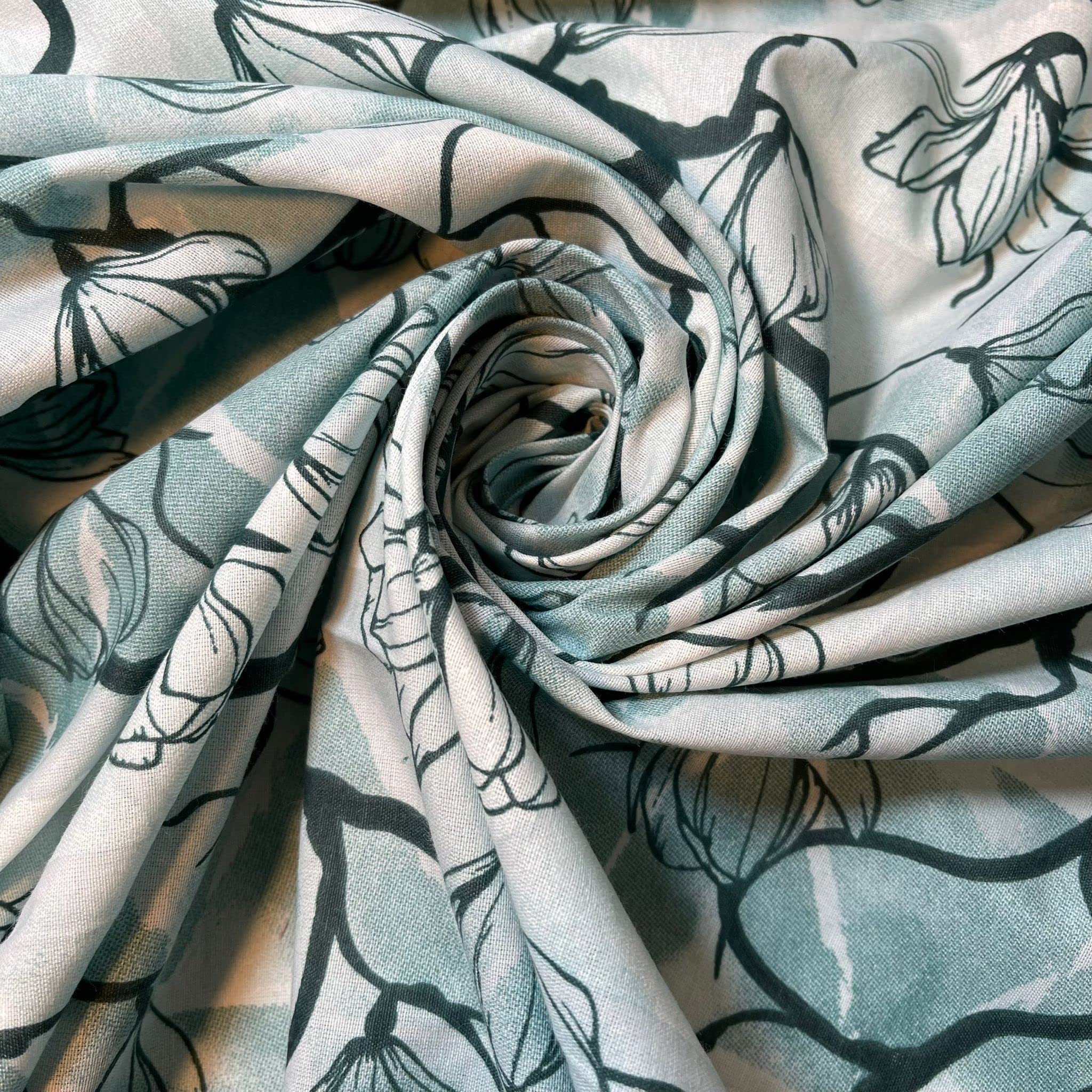 TS Fabric by The Metre UK - 95 Inches / 240 cm Wide - Polycotton Fabric Print - Available in 10 Prints and Sizes (1 Meter, Branches and Flower Print)