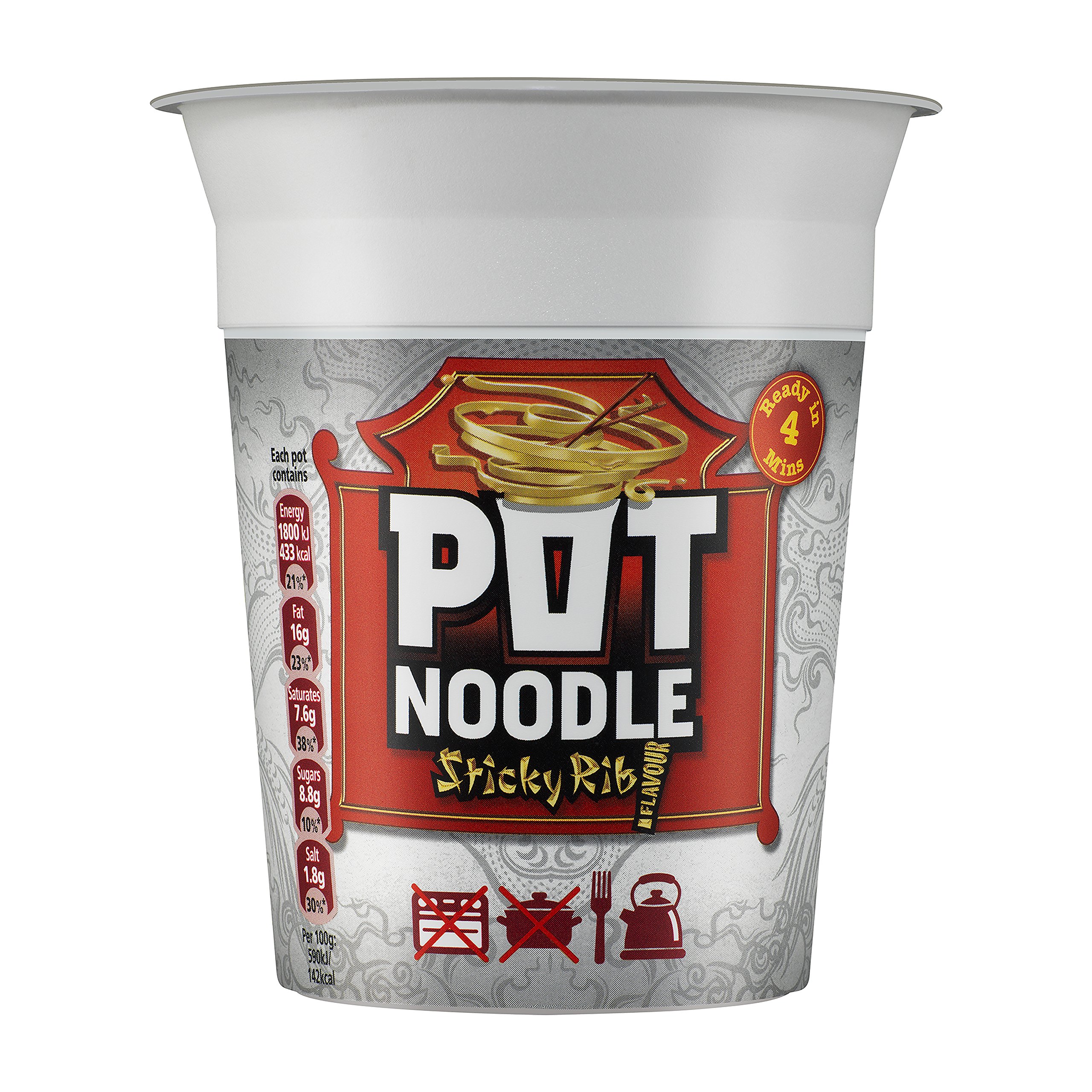 Pot Noodle Sticky Rib Standard, 12 x 90 g Buy Online in United Arab