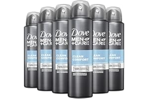 Dove Men + Care Antiperspirant Deodorant Spray, 6 Pack, 48H Protection, Long-Lasting Clean Comfort Scent, Soothes & Moisturises Skin, 5 oz. Each