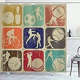 Ambesonne Sports Shower Curtain, Assorted Sports
