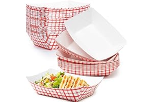 AVANT GRUB Heavy Duty, Grease Resistant 2 Lb Paper Food Trays 100 Pk. Recyclable, Coated Paperboard Basket Ideal for Festival, Carnival, Concession Stand Treats Like Fries, Ice Cream & Chicken Tenders & More