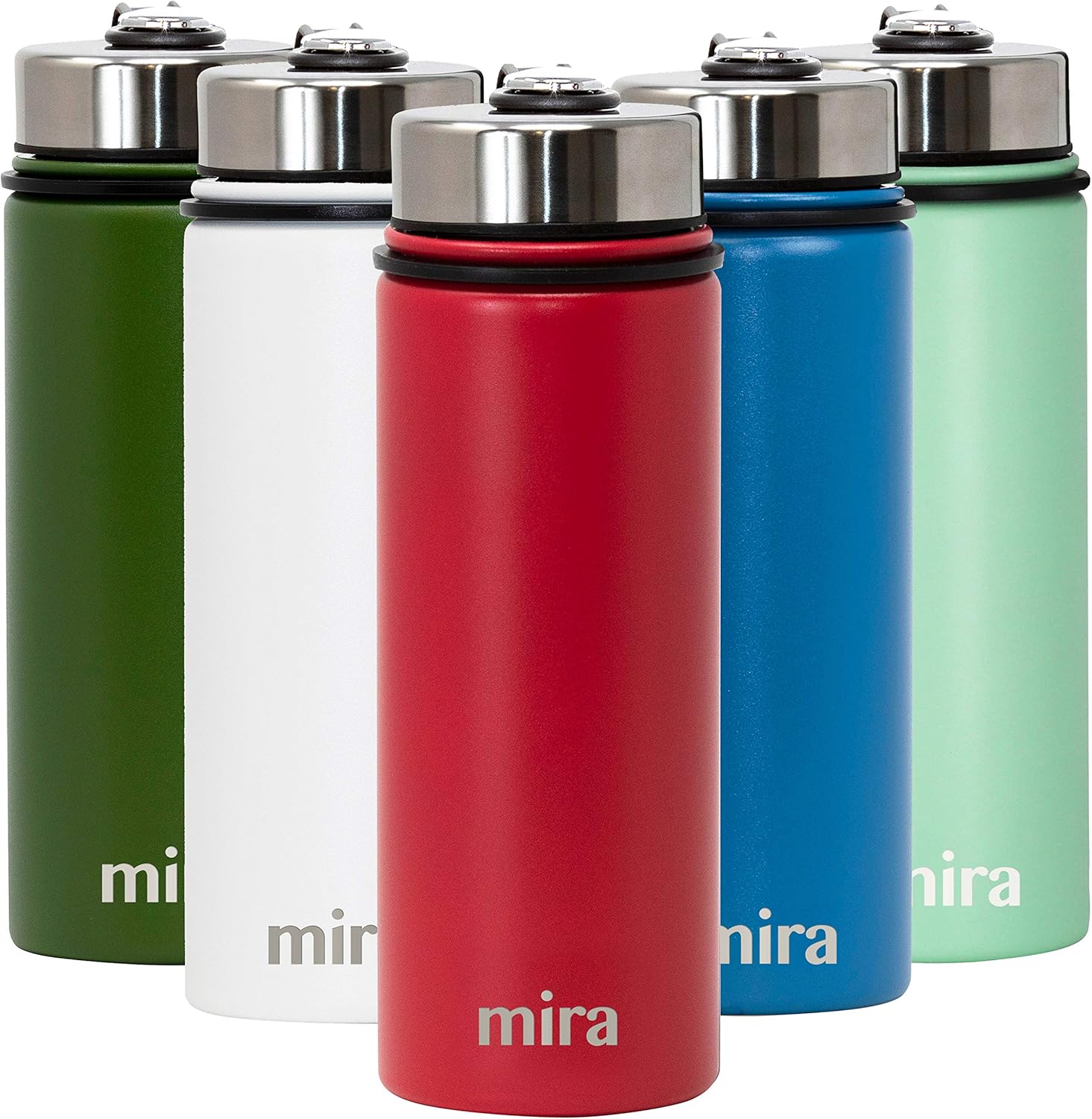 MIRA 18 Oz Stainless Steel Vacuum Insulated Wide Mouth Water Bottle | Thermos Keeps Cold for 24 hours, Hot for 12 hours | Double Walled Powder Coated Travel Flask | Red