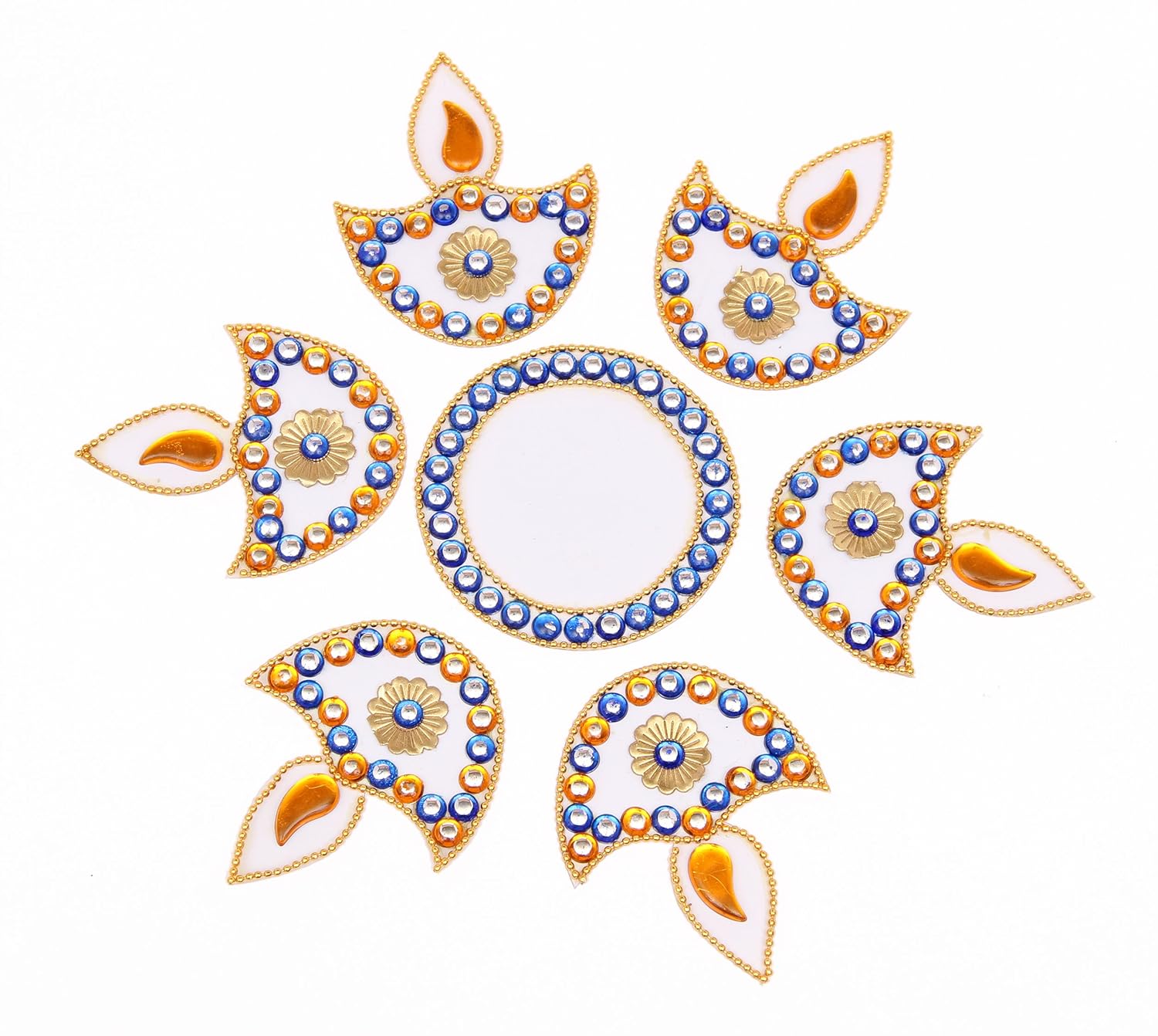 Transparent Diwali Rangoli Sticker Floor Art Decor Six Diyas