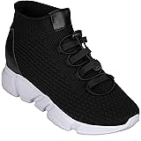 CALTO Men's Invisible Height Increasing Elevator Shoes - Kintted Ultra Lightweight Slip-on Sporty Trainer Sneakers - 3.2 Inch