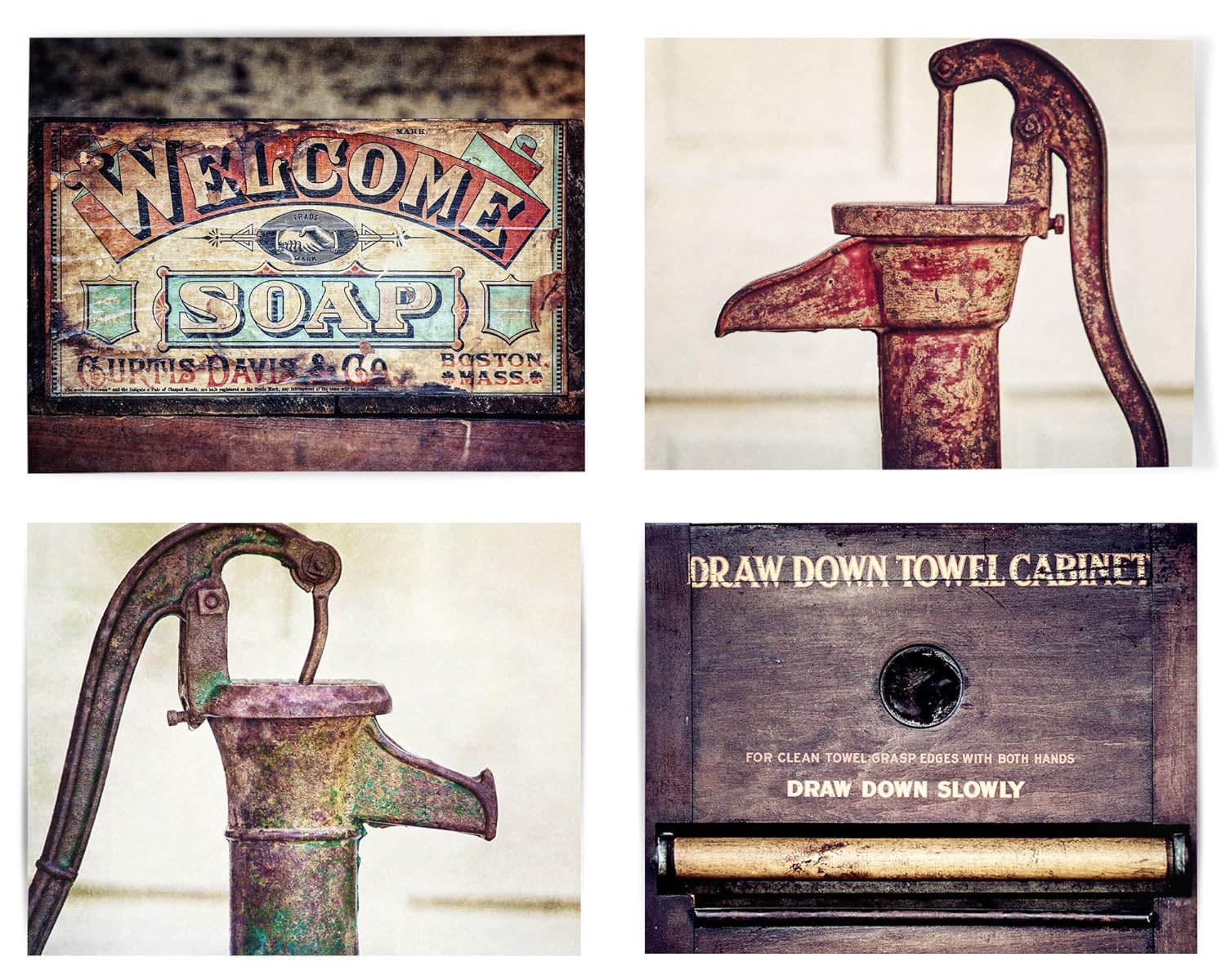 Amazon.com: Rustic Country Bathroom Wall Art Decor Set of 4 Photo