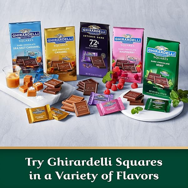 GHIRARDELLI DARK CHOCOLATE MINT SQUARES, 5.32 OZ BAG