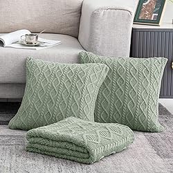 Homiest Cable Knit Throw Blanket and Pillow