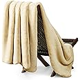 UGG 16798 Euphoria Plush Faux Fur Reversible Throw Blanket for Bed Couch Luxury Hotel Style Fuzzy Fluffy Soft Luxurious Cozy Home Decor Machine Washable Easy Care Blanket, 50 x 70-Inch, Bone